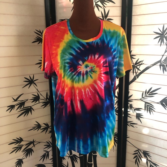 Losturban Colorful Tie Dye Swirl T-Shirt Women’s Plus Size XXL - Picture 7 of 14